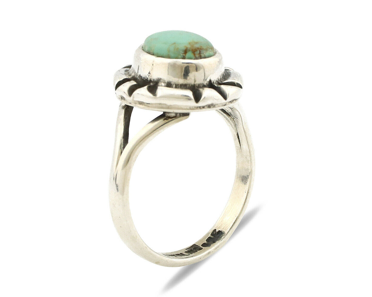 Navajo Ring .925 Silver Kingman Turquoise Artist Signed Gecko C.90's