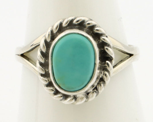 Navajo Ring .925 Silver Kingman Turquoise Artist Signed Gecko C.90's