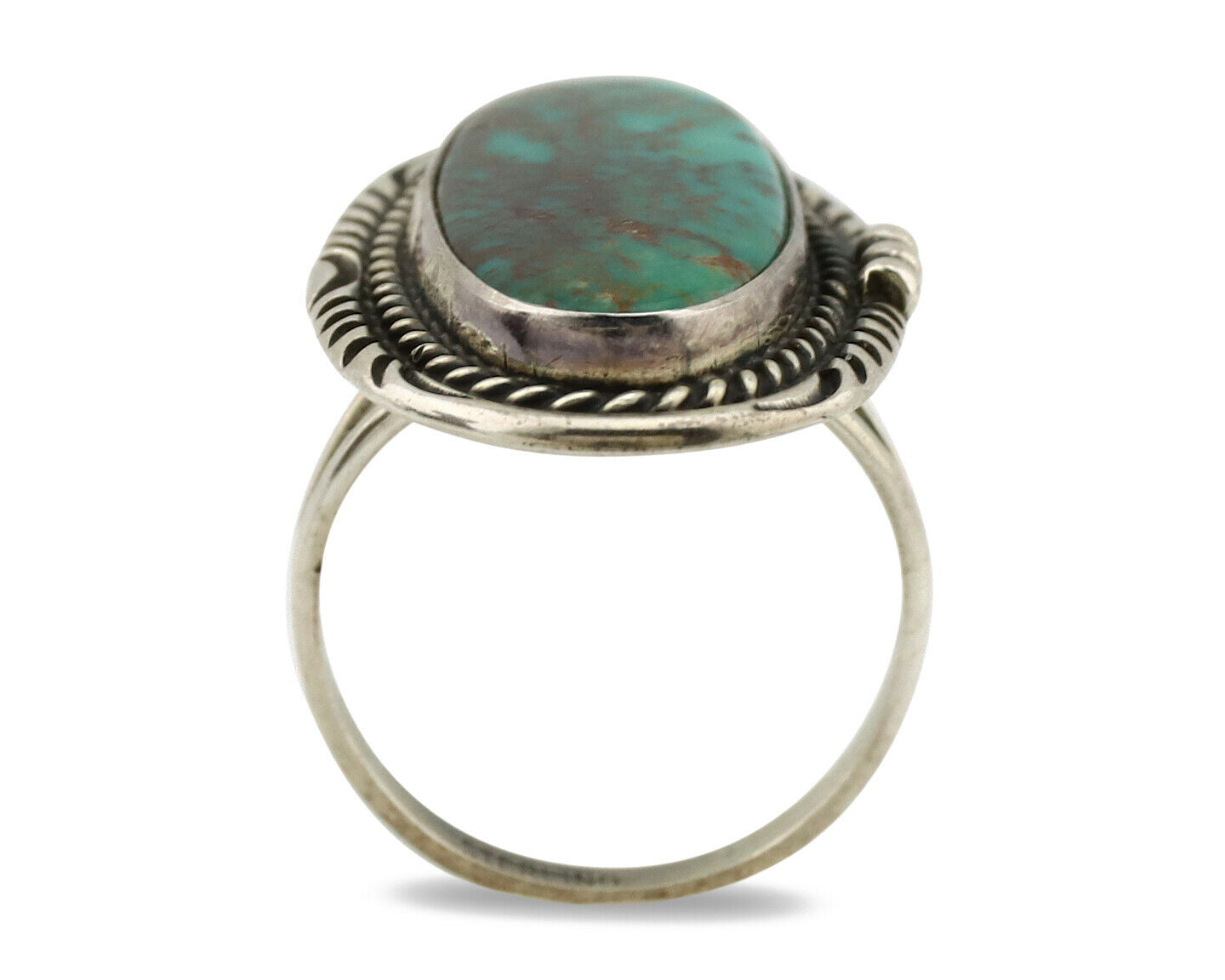 Navajo Ring .925 Silver Kingman Turquoise Native American Artist C.1980's
