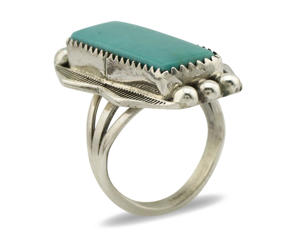 Navajo Ring .925 Silver Turquoise Mountain Artist Signed S C.80's