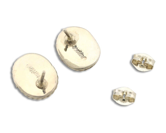 Navajo Earrings 925 Silver Natural Mined Lapis Native American Artist C80s