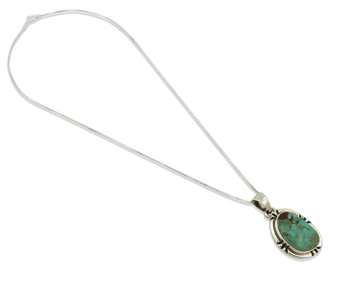 Navajo Pendant .925 Silver Kingman Turquoise Artist Signed Gecko C.80's