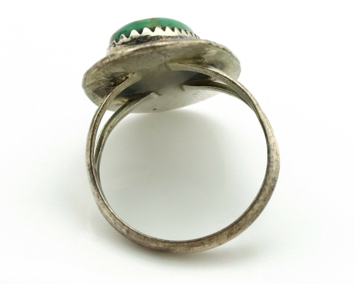 Navajo Ring .925 Silver Kingman Turquoise Native American Artist C.1980's