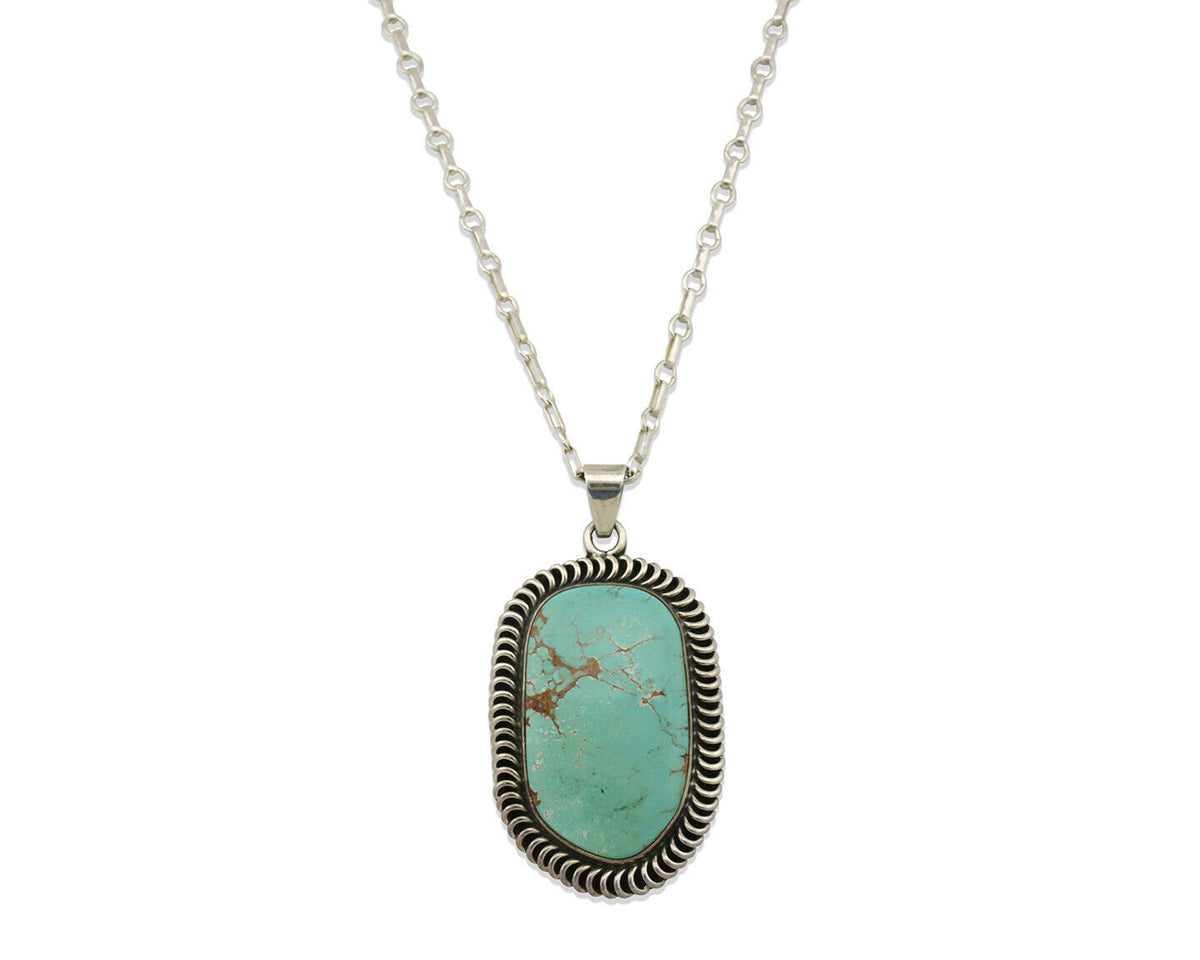 Navajo Pendant .925 Silver Kingman Turquoise Artist Signed Kachina C.80's