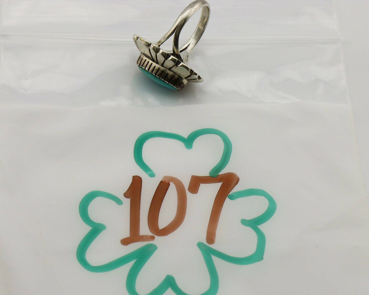 Navajo Ring .925 Silver Arizona Turquoise Signed M Montoya C.80's