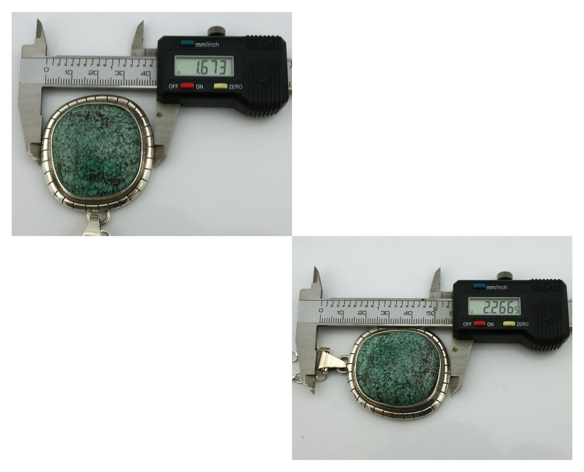 Navajo Pendant .925 Silver Spiderweb Turquoise Native American C.80's