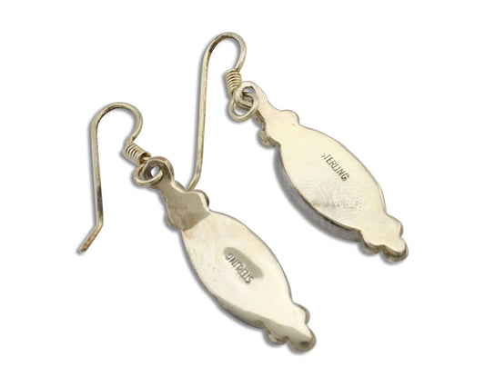 Navajo Earrings 925 Silver Blue Gem Turquoise Native American Artist C.80's