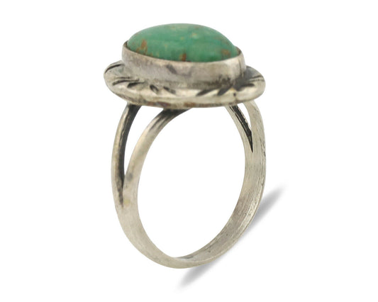 Navajo Ring .925 Silver Natural Mined Turquoise Native Artist Signed C.80's