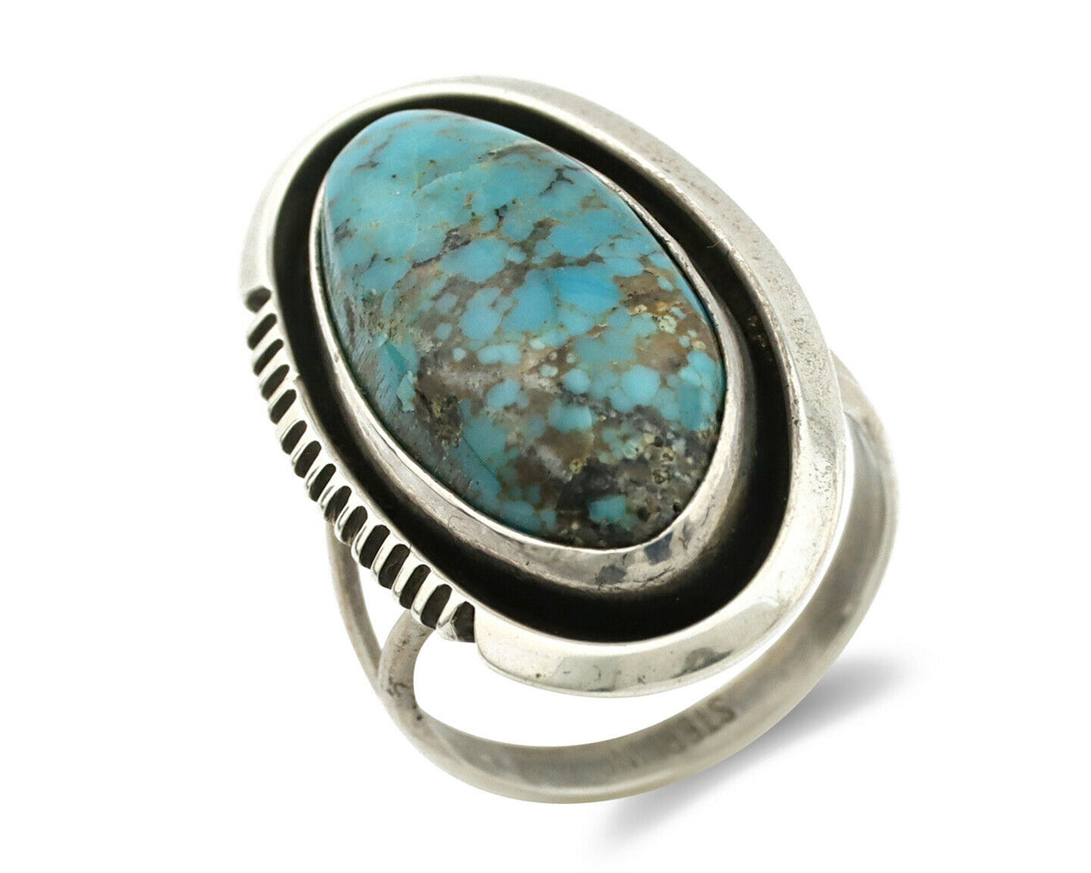 Navajo Ring .925 Silver Blue Turquoise Native American Artist Handmade C.80's