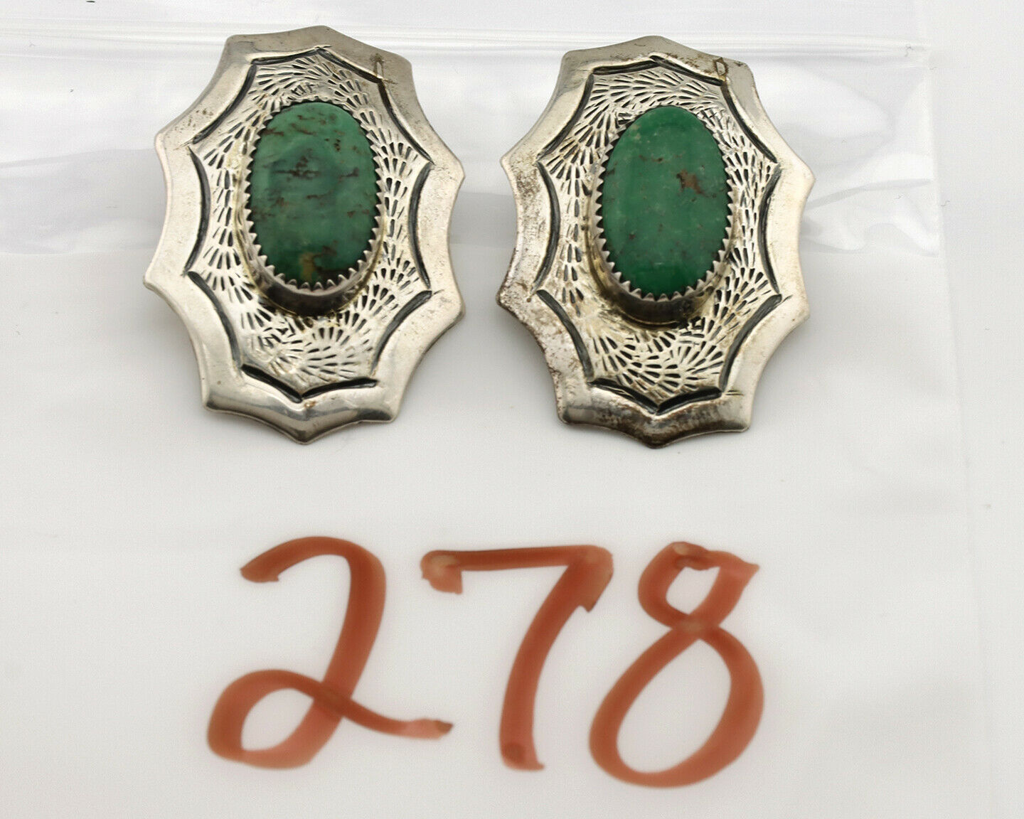 Navajo Earrings .925 Silver Crescent Valley Turquoise Native American Artist C80