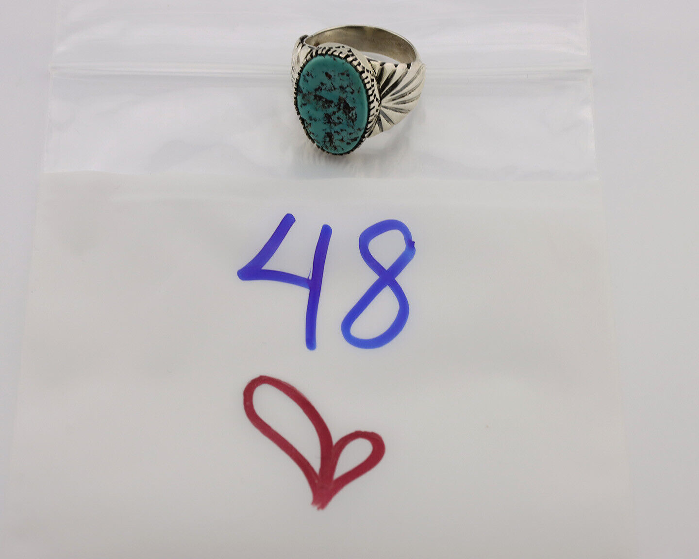 Navajo Ring .925 Silver Sleeping Beauty Turquoise Artist Signed DK C.80's