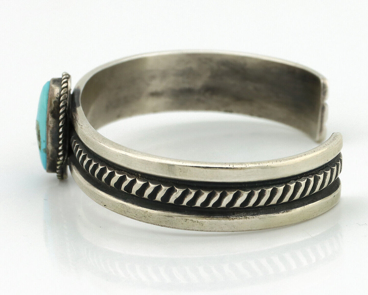 Women's Navajo .925 Silver Blue Natural Turquoise Artist Signed AL C.80's