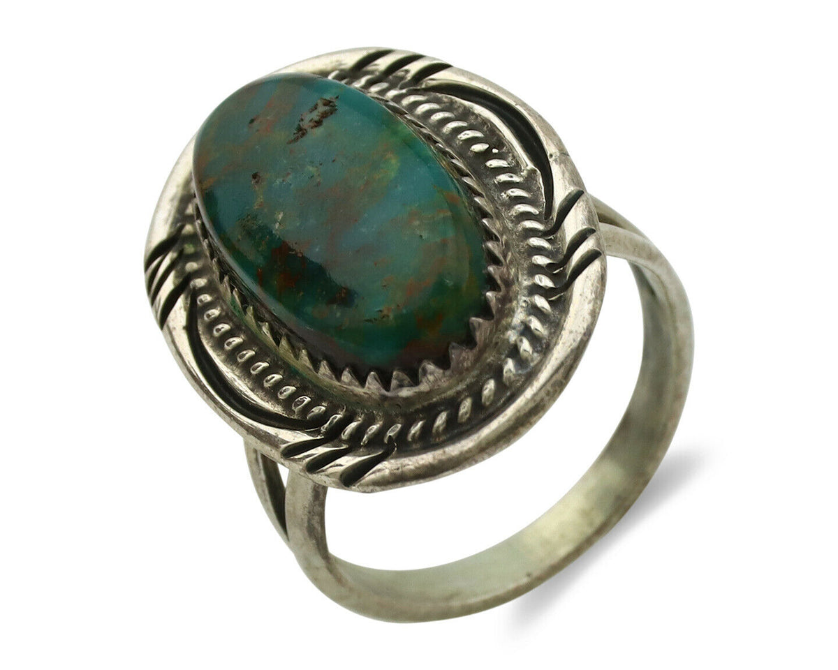 Navajo Ring .925 Silver Turquoise Native American Artist C.1980's