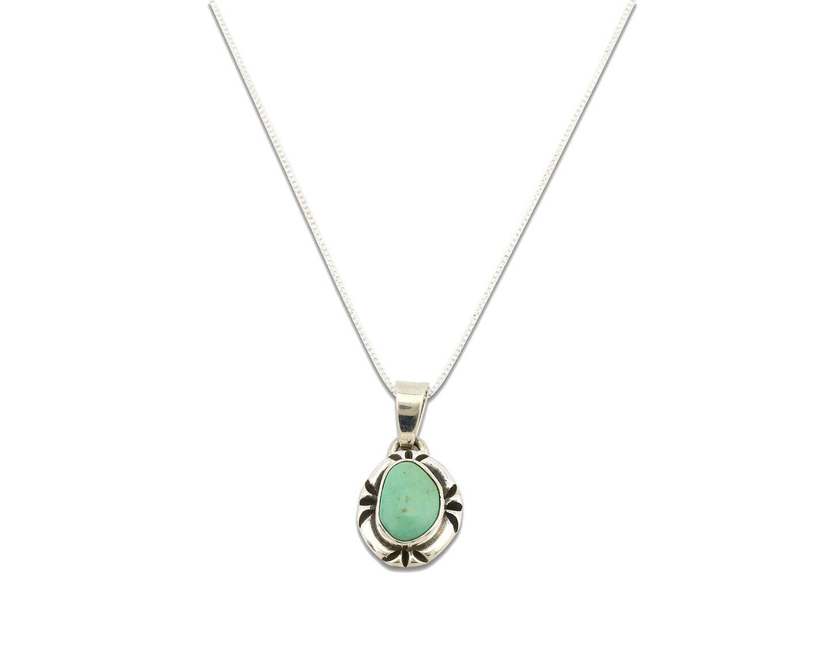 Navajo Necklace .925 Silver Kingman Turquoise Signed Gecko C.1980's
