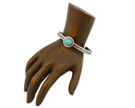 Navajo Bracelet .925 Silver Sleeping Beauty Turquoise Native American C.90's