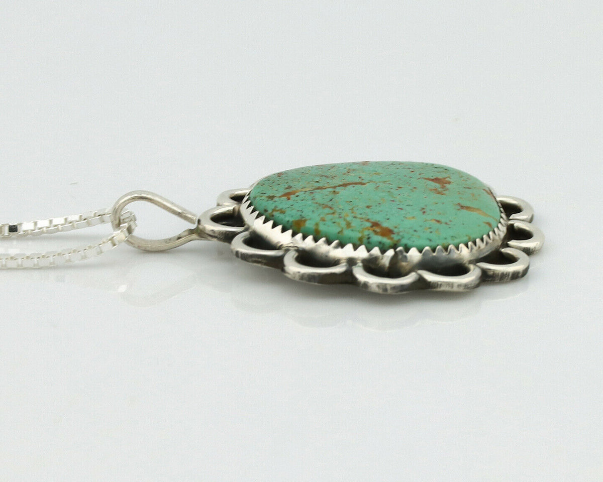 Navajo Necklace .925 Silver Kingman Turquoise Native Artist C.1980's