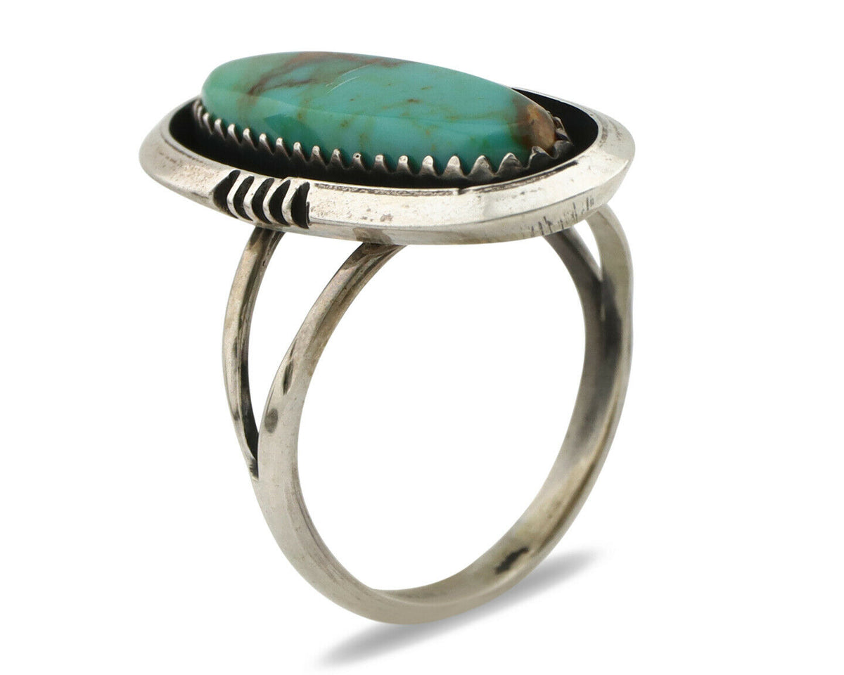 Navajo Ring .925 Silver Turquoise Mountain Native American C.80's
