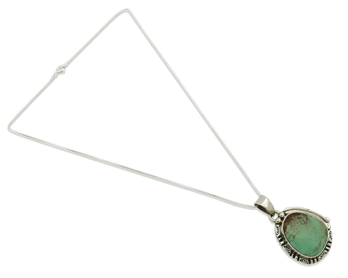 Navajo Necklace .925 Silver Kingman Turquoise Signed Tepee C.1980's