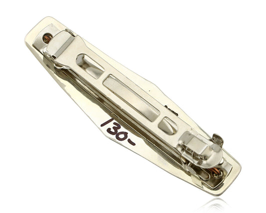 Navajo Hair Clip .925 Silver Green Spiderweb Turquoise Barrette C.80's