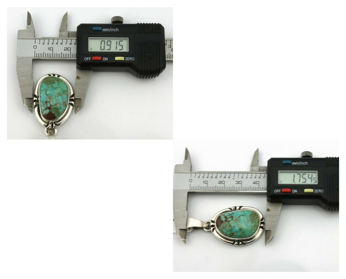 Navajo Pendant .925 Silver Kingman Turquoise Artist Signed Gecko C.80's