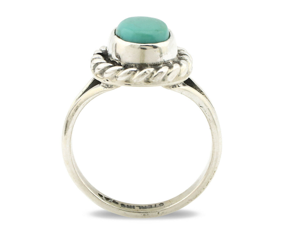 Navajo Ring .925 Silver Kingman Turquoise Artist Signed Gecko C.90's