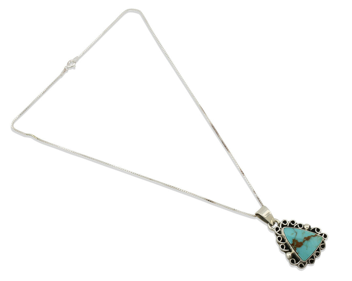 Navajo Pendant .925 Silver Bisbee Turquoise Artist Signed Gecko C.80's