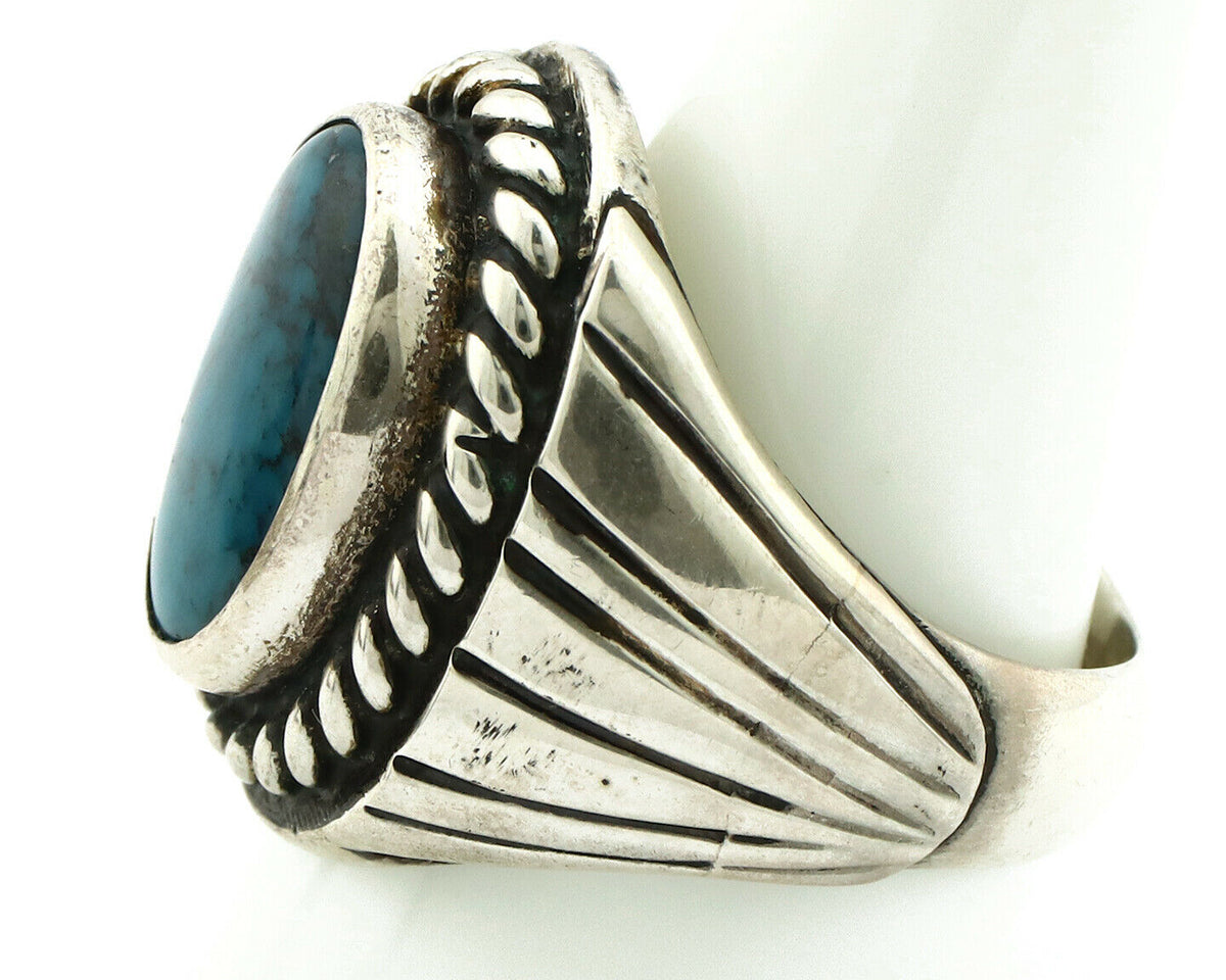 Navajo Ring .925 Silver Blue Turquoise Artist Signed C Montoya C.80's