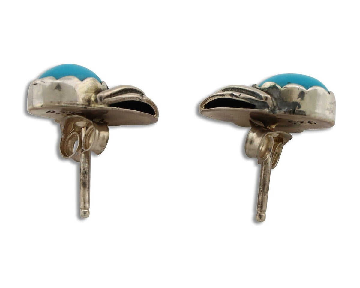 Navajo Earrings 925 Silver Natural Mined Turquoise Native American Artist C.80's