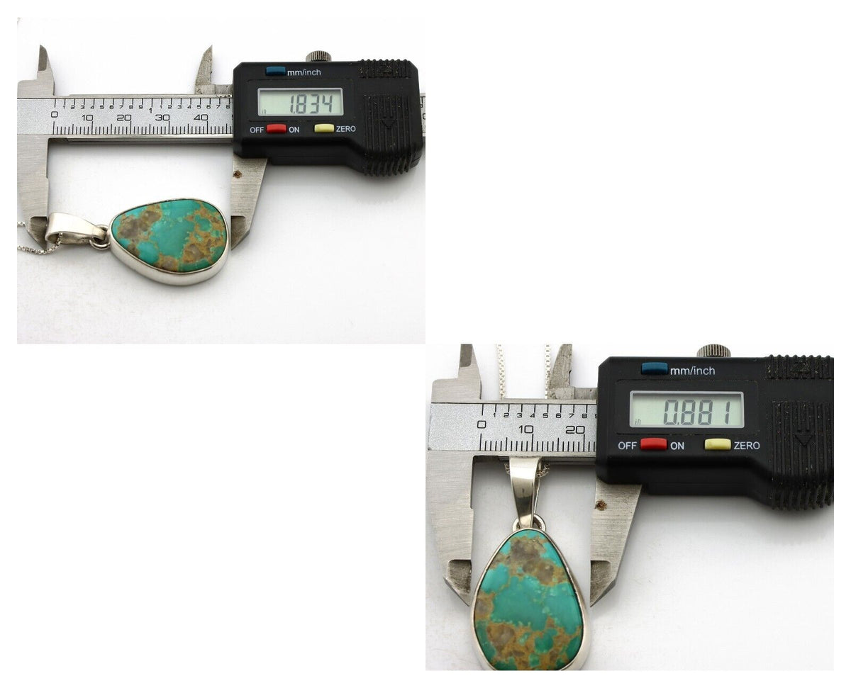 Navajo Handmade Necklace 925 Silver Arizona Turquoise Signed Gecko C.80's