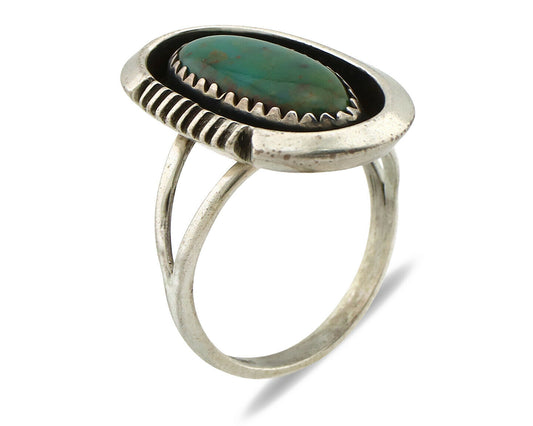 Navajo Ring .925 Silver Kingman Turquoise Native American Artist C.1980's