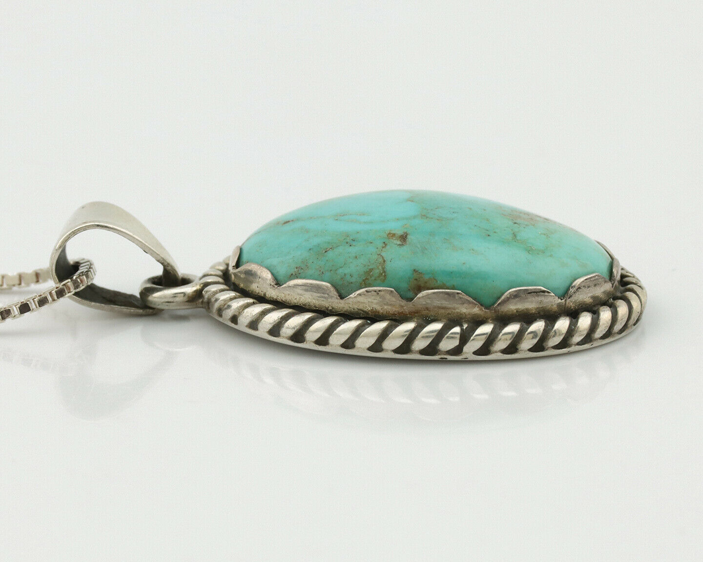 Navajo Handmade Pendant Necklace .925 Silver Artist Signed Sunrise C.80's