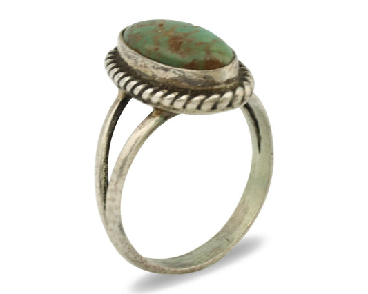 Navajo Ring .925 Silver Manassas Turquoise Artist Native American C.1980's