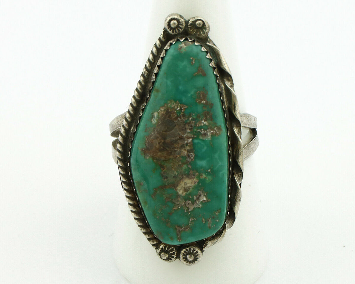 Navajo Ring .925 Silver Natural Aqua Turquoise Signed James Martin C.80's