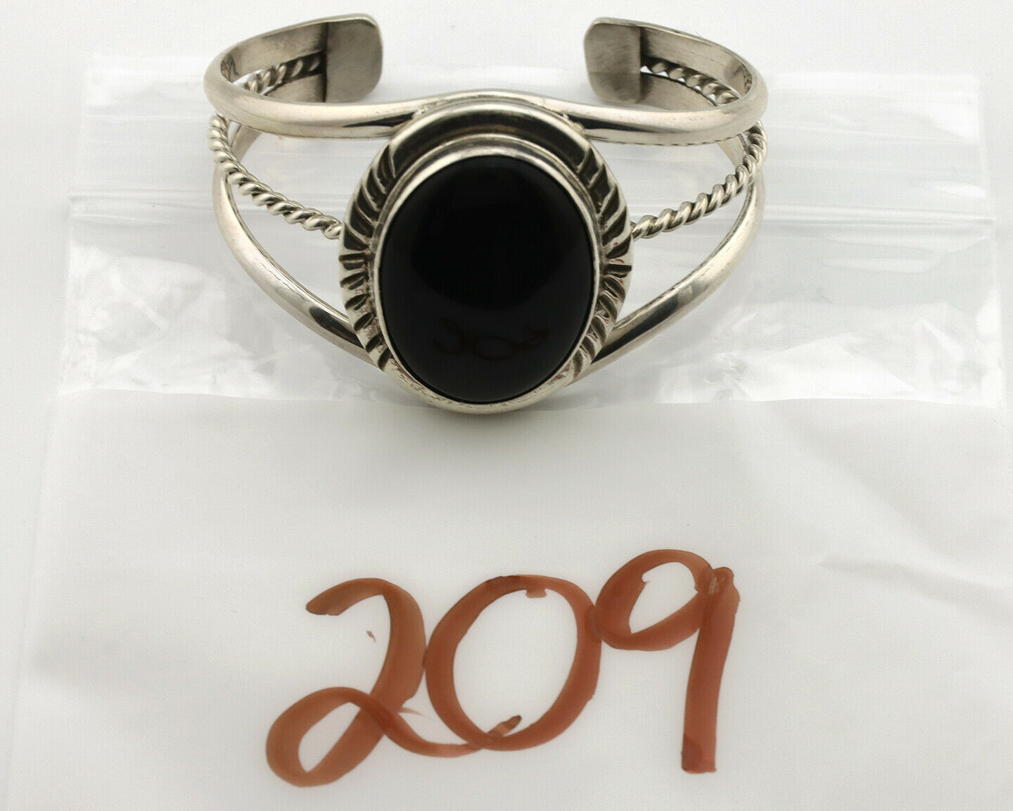 Navajo Bracelet .925 Silver Black Onyx Artist Native American C.90's