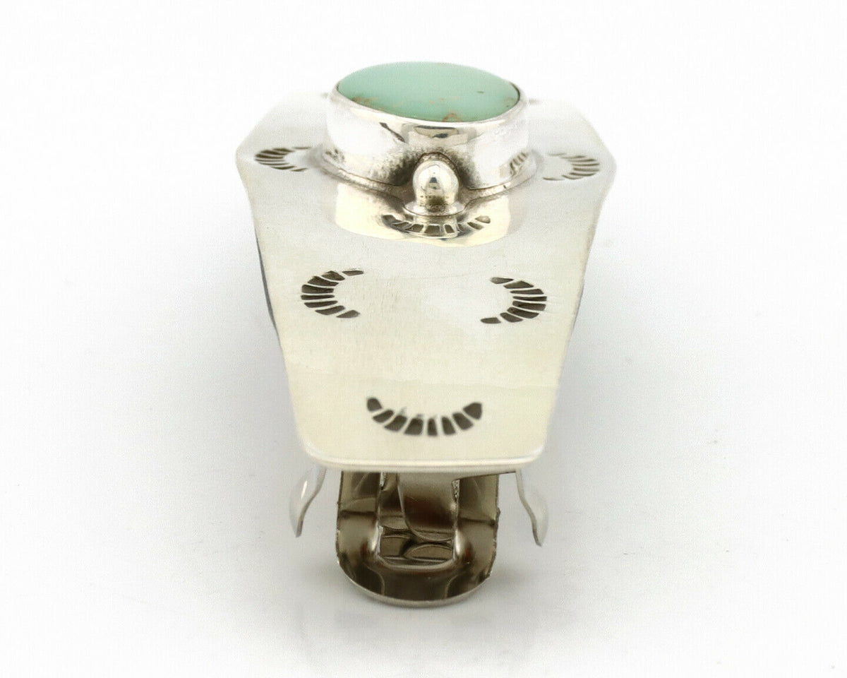 Navajo Hair Clip .925 Silver Globe Turquoise Barrette C.80's