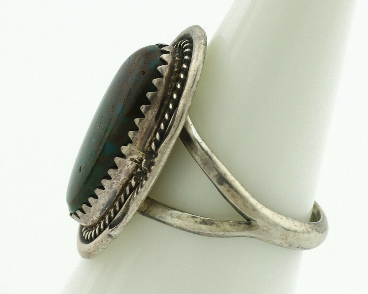 Navajo Ring .925 Silver Nevada Turquoise Native American Artist C.1980's
