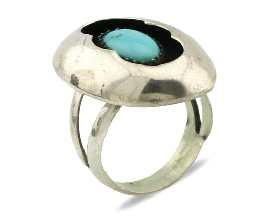 Navajo Ring .925 Silver Turquoise Native American Artist C.1980's