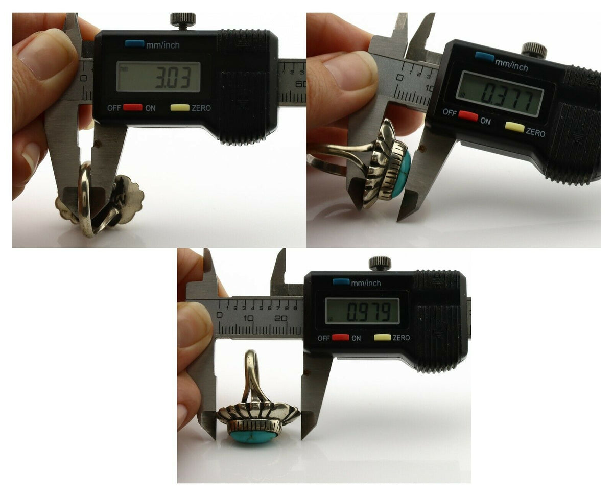 Navajo Ring .925 Silver Natural Mined Turquoise Artist Signed M Montoya C.80's