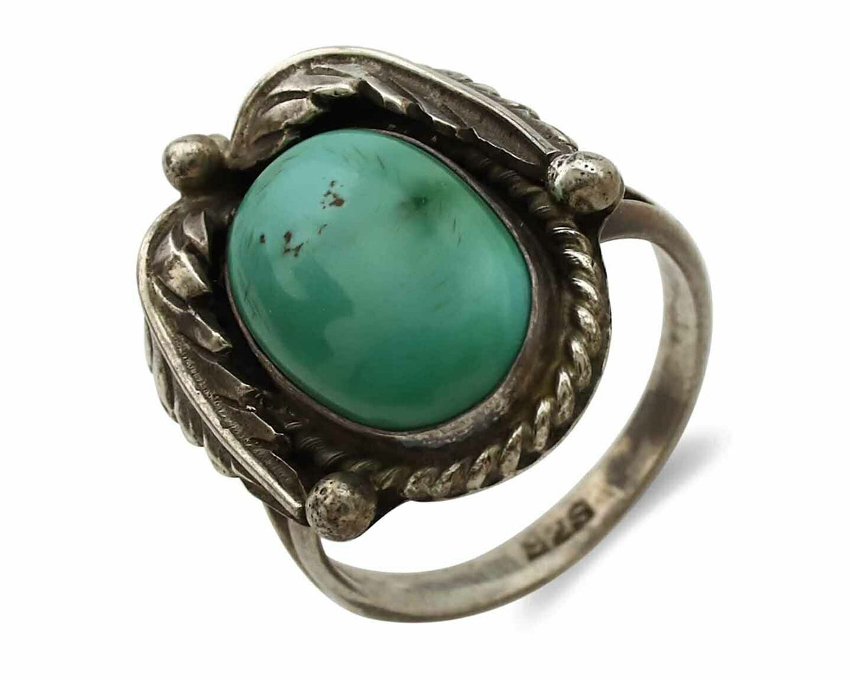 Navajo Ring .925 Silver Royston Turquoise Native American Artist C.1980's