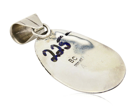 Navajo Pendant .925 Silver Royston Turquoise Signed Artist BC C.80's