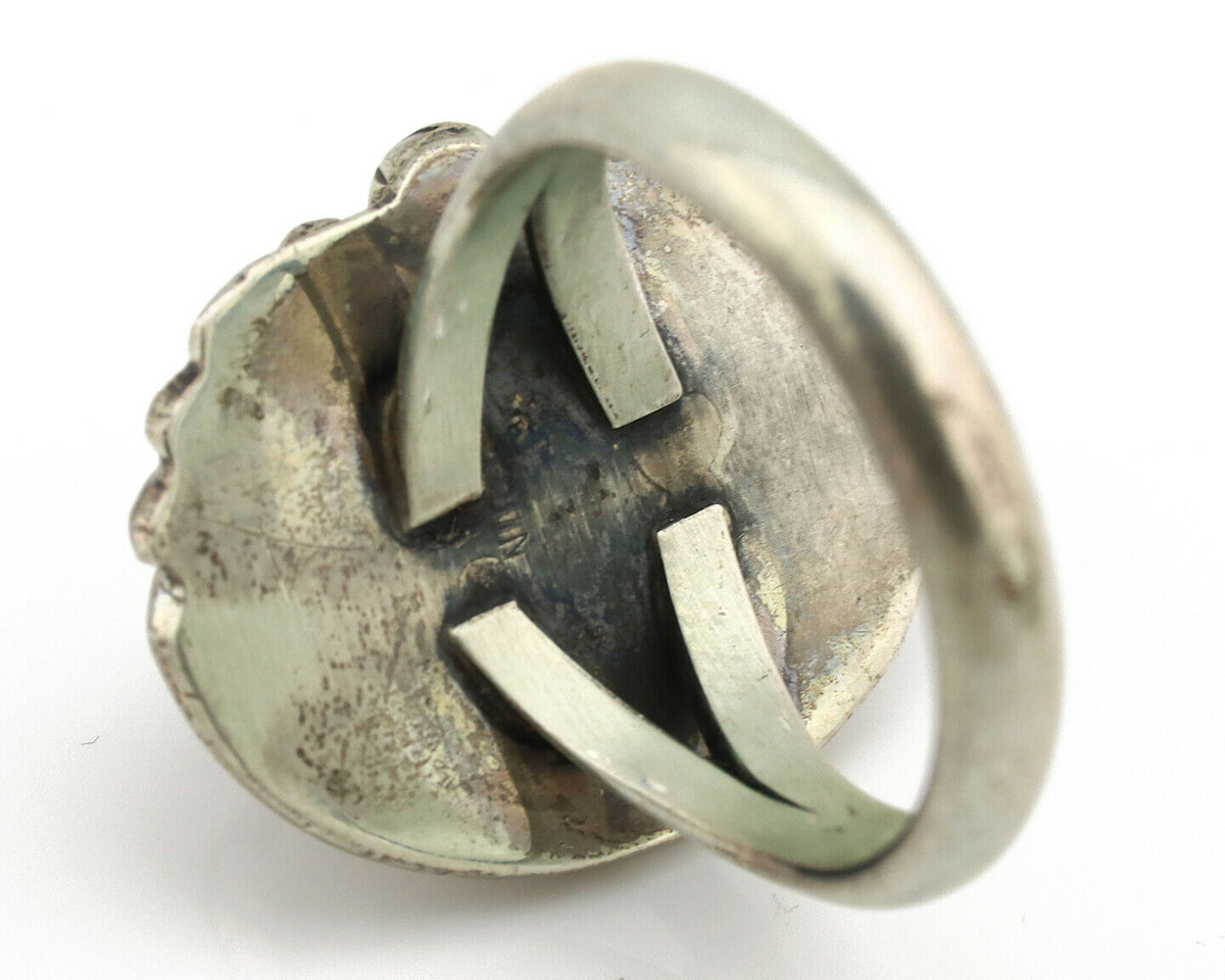 Navajo Ring .925 Silver Kingman Turquoise Native American Artist C.1980's