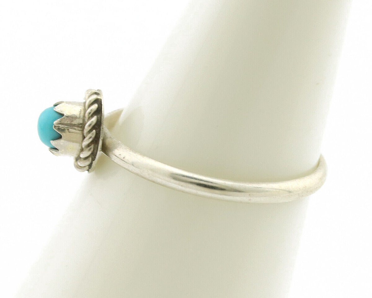 Navajo Ring .925 Silver Blue Turquoise Size 4.75 Native Artist C.1980s