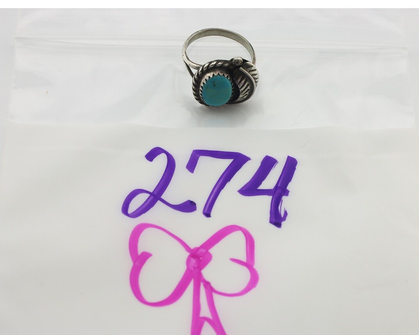Navajo Handmade Ring .925 Silver Kingman Turquoise Native Artist C.80's