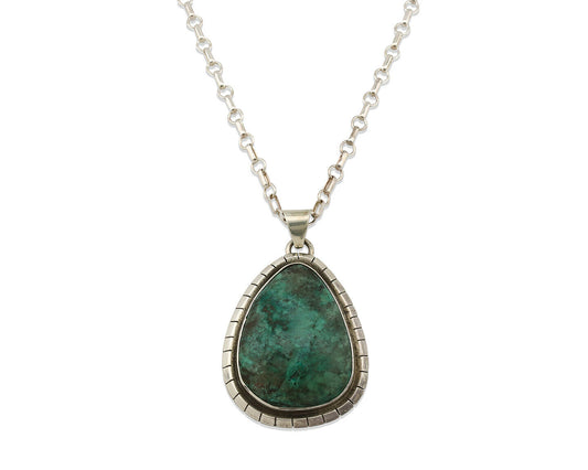Navajo Necklace .925 Silver Blue Green Turquoise Native American Artist C.80's