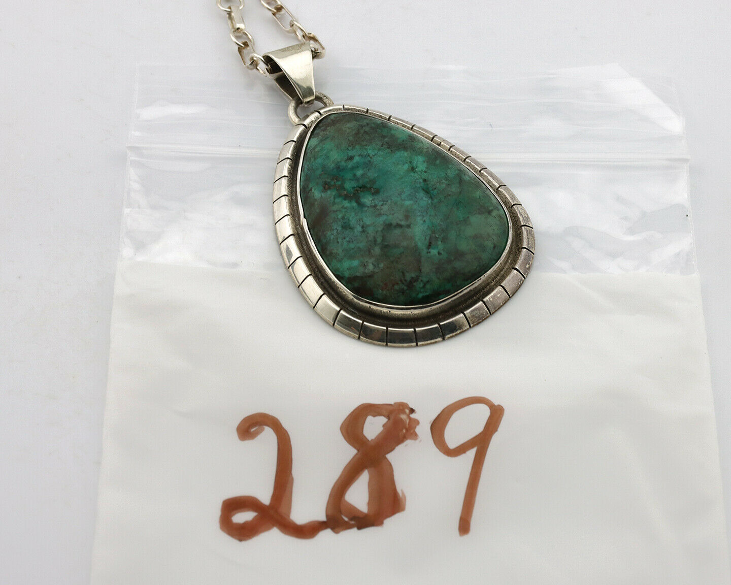 Navajo Necklace .925 Silver Blue Green Turquoise Native American Artist C.80's