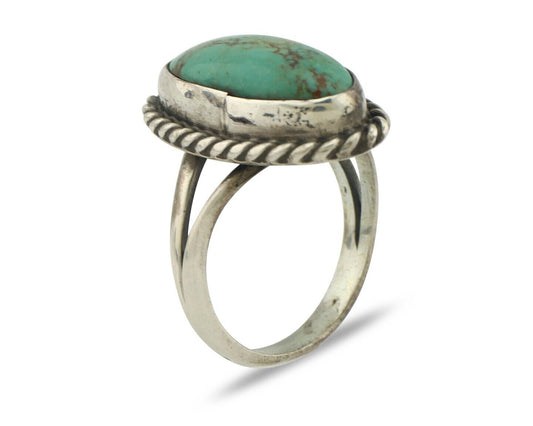 Navajo Ring 925 Silver Natural Blue Kingman Turquoise Native Artist C.80's