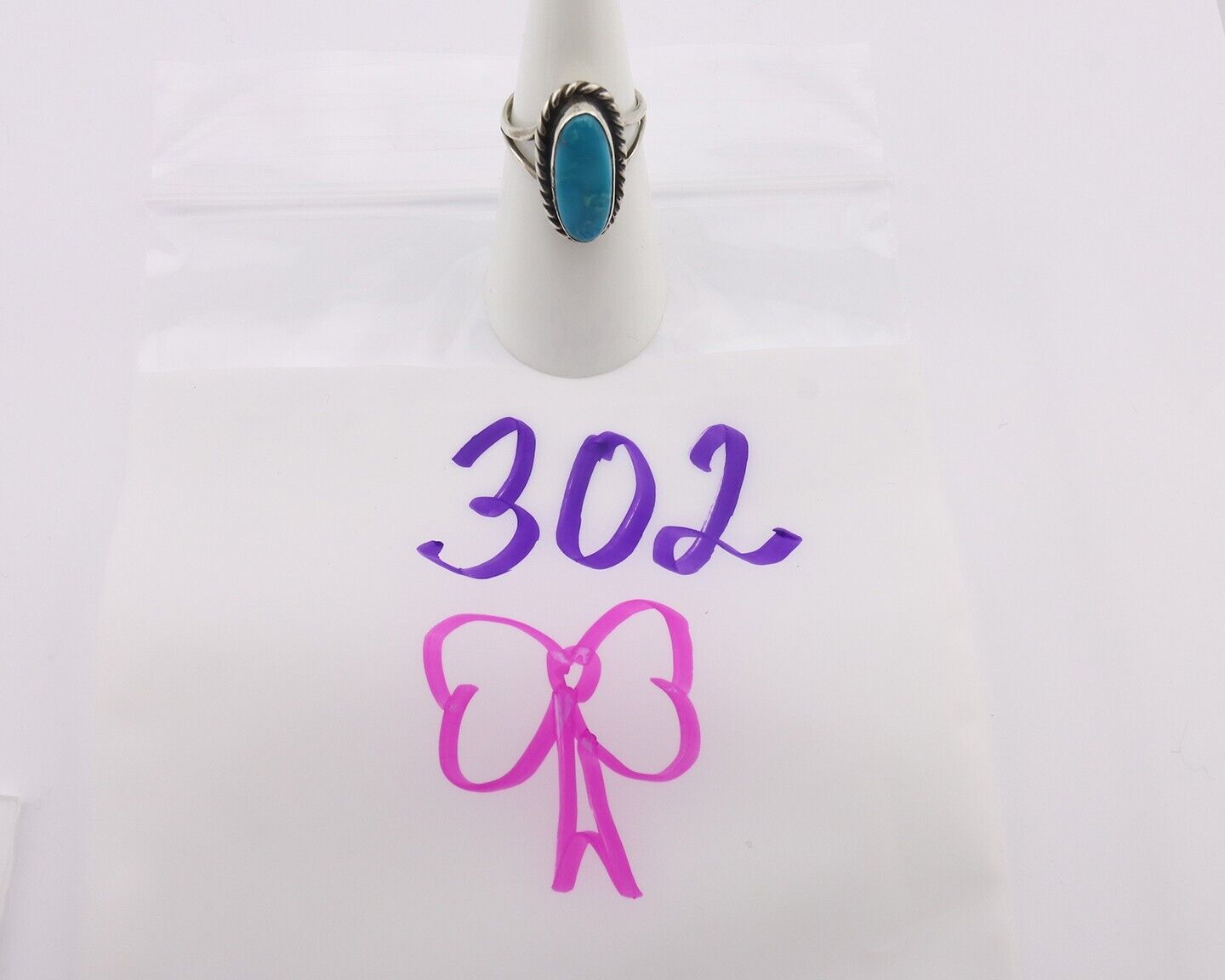 Navajo Handmade Ring 925 Silver Natural Blue Turquoise Native Artist C.80's