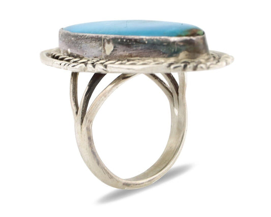 Navajo Ring 925 Silver Blue Turquoise Native Artist Signed Billy Eagle C.80s