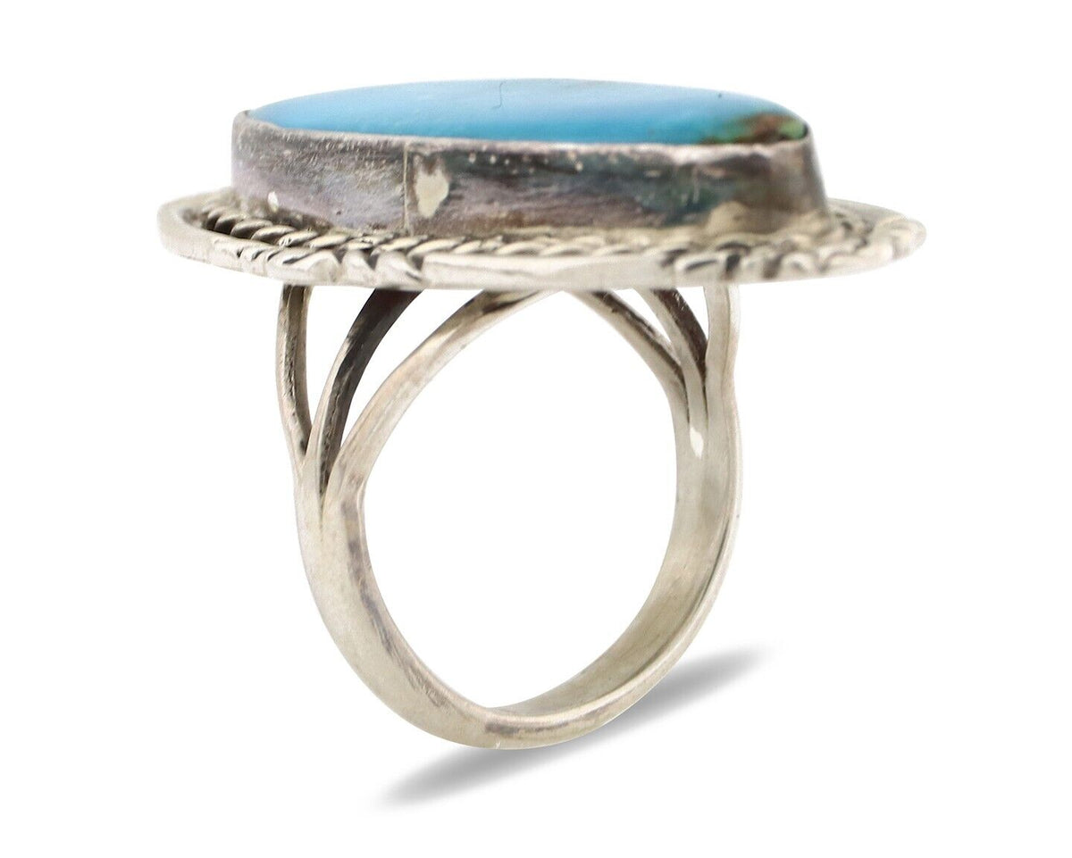 Navajo Ring 925 Silver Blue Turquoise Native Artist Signed Billy Eagle C.80s