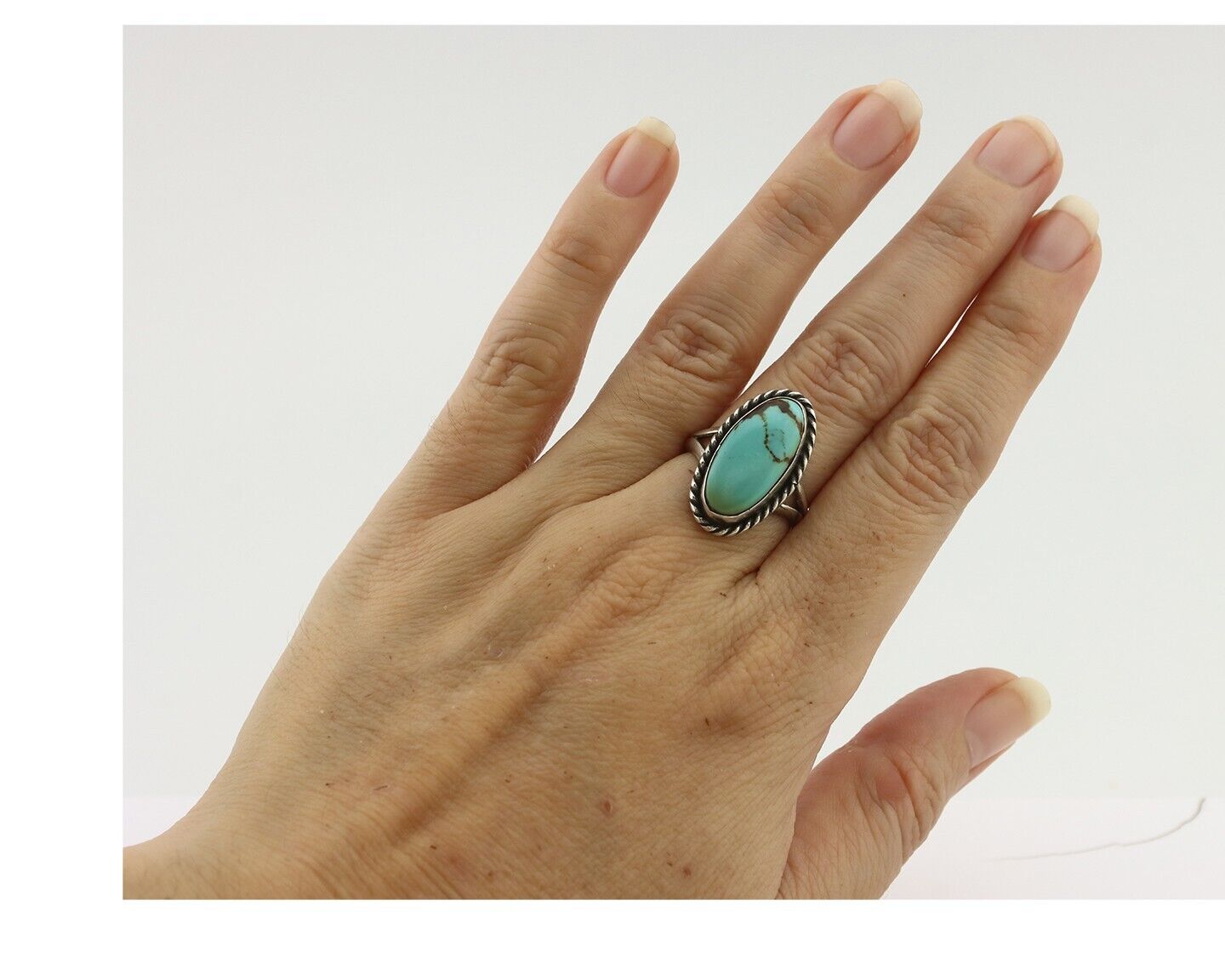 Navajo Handmade Ring .925 Silver Southwest Turquoise Native Artist C.80's